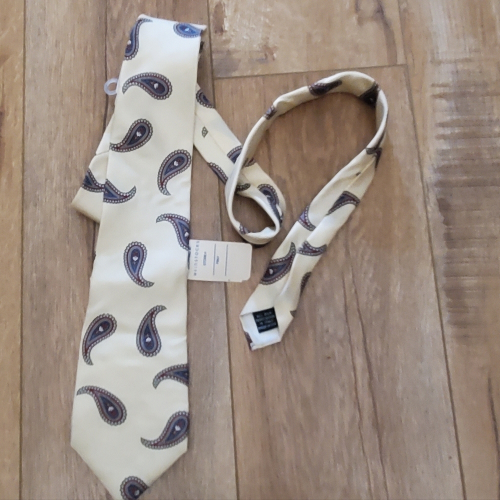 NEW Old Stock Vintage CHRISTIAN DIOR MONSIEUR Silk TIE Woven Paisley Italy USA
